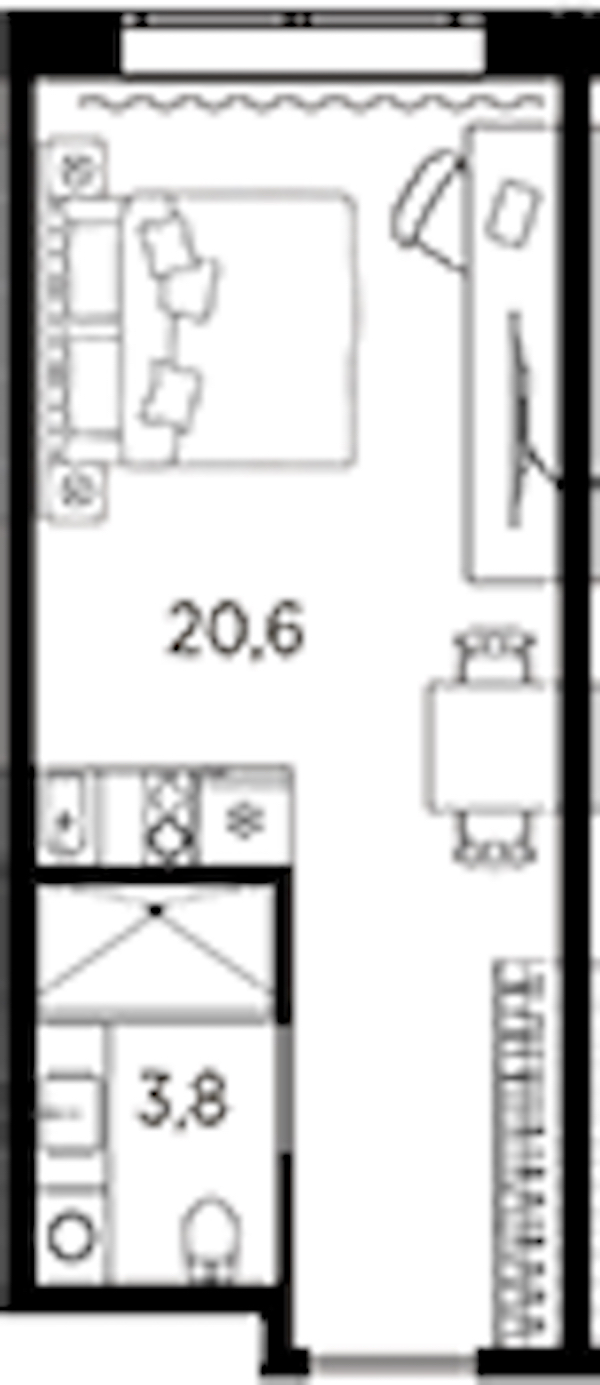 Квартира студия 24.4 м², 2/13 эт., ЖК «AVENIR Industrial»